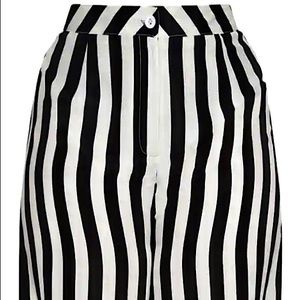 Plus Tan & White Striped Wide Leg Pants